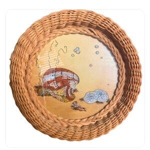 Vintage Wicker Seashell Artwork